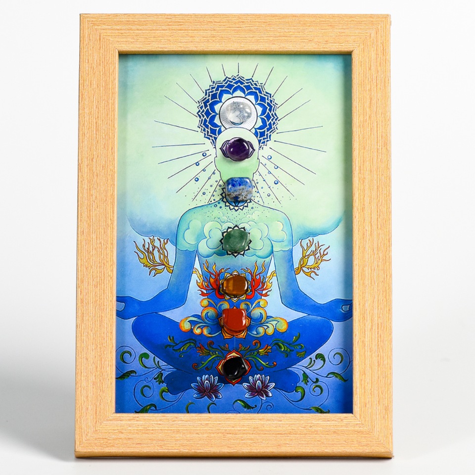 Yoga and Seven Chakras Picture Frame Decoration With Crystal Stone 5